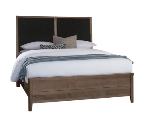 Transitional California King Upholstered Panel Bed with Low-Profile Footboard
