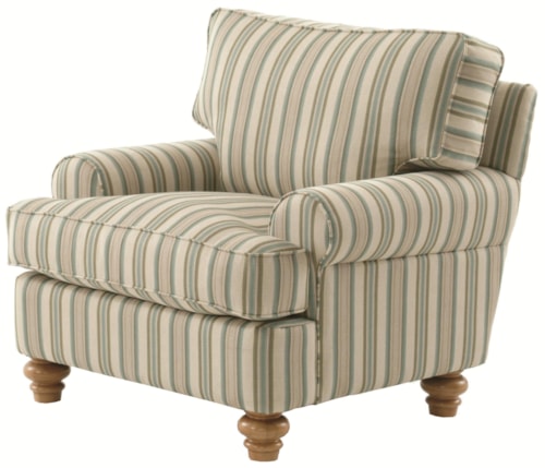 Transitional Upholstered Accent Chair with Turned Wood Feet