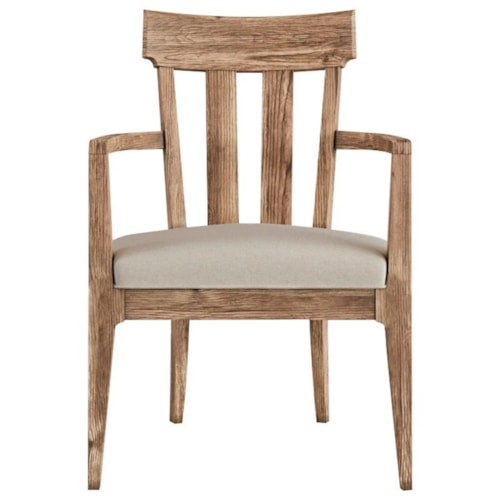 Arm Chair Slat Back in Light Oak Finish