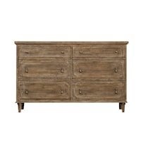 Relaxed Vintage 6-Drawer Dresser with Sandstone Finish