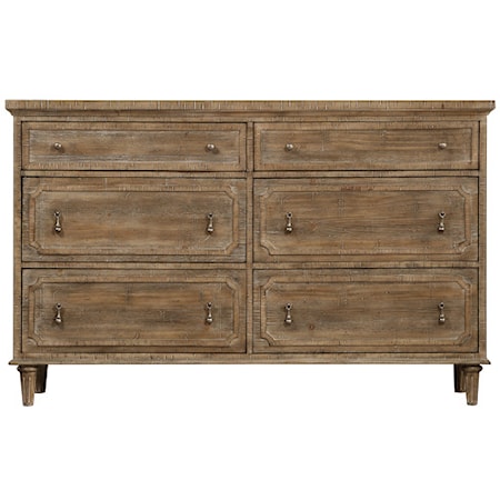 6-Drawer Dresser with Sandstone Finish