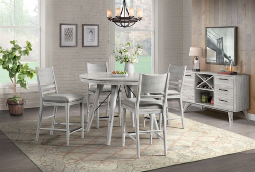 Contemporary 6-Piece Counter Height Dining Set with Sideboard Server