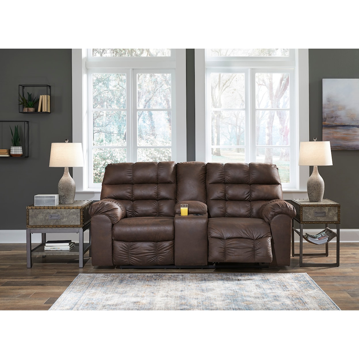 Signature Design by Ashley Derwin Reclining Loveseat with Console