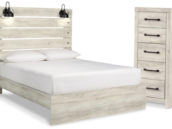 Queen Panel Bed And Chest