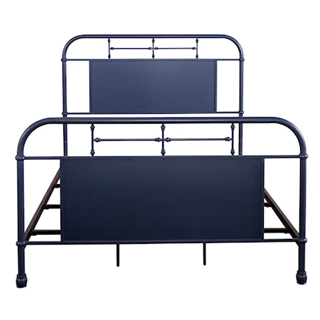 Industrial King Metal Headboard with Turned Spindles