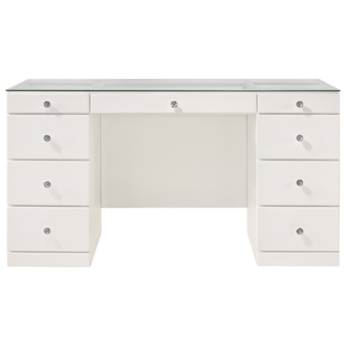 Glam Vanity with Glass Top and LED Mirror