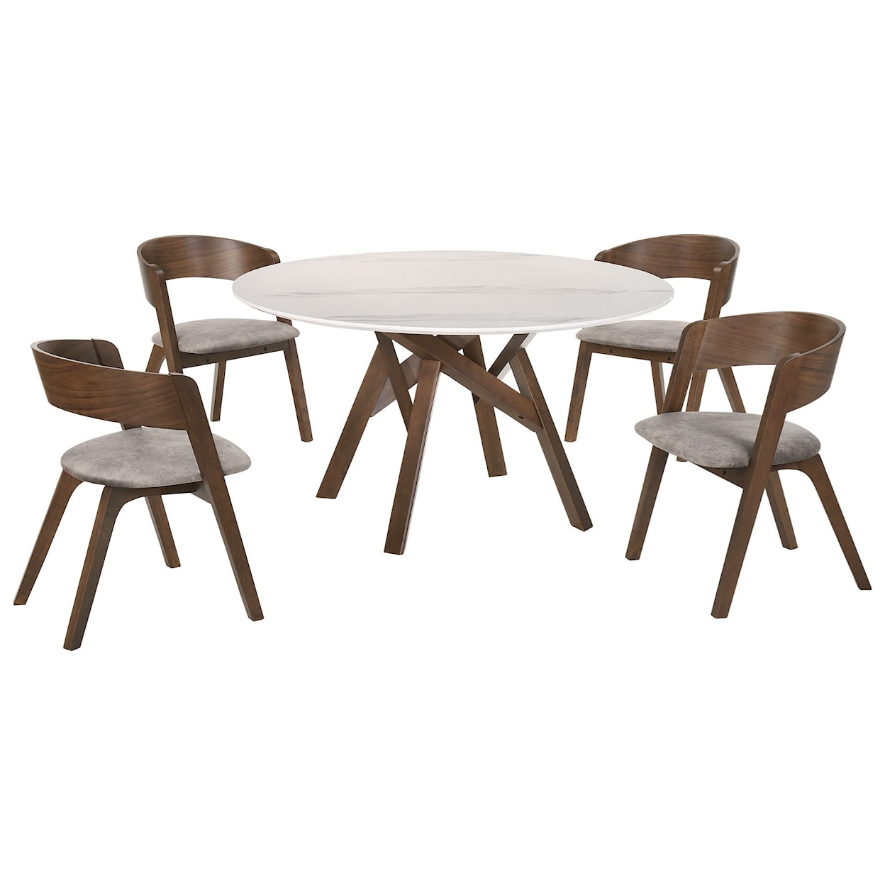 Armen Living Venus 5 Piece Walnut Dining Set