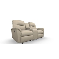 Casual Power Rocking Reclining Loveseat with Cupholder Storage Console and Power Headrests