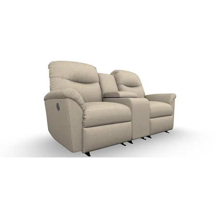Casual Power Rocking Reclining Loveseat with Cupholder Storage Console and Power Headrests
