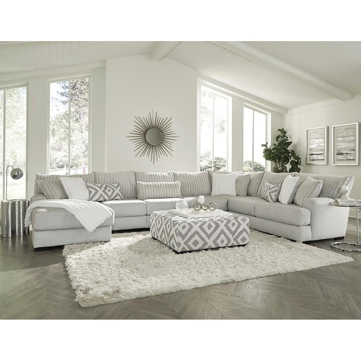 Albany 938 Tweed Silver 4-Piece Sectional Sofa