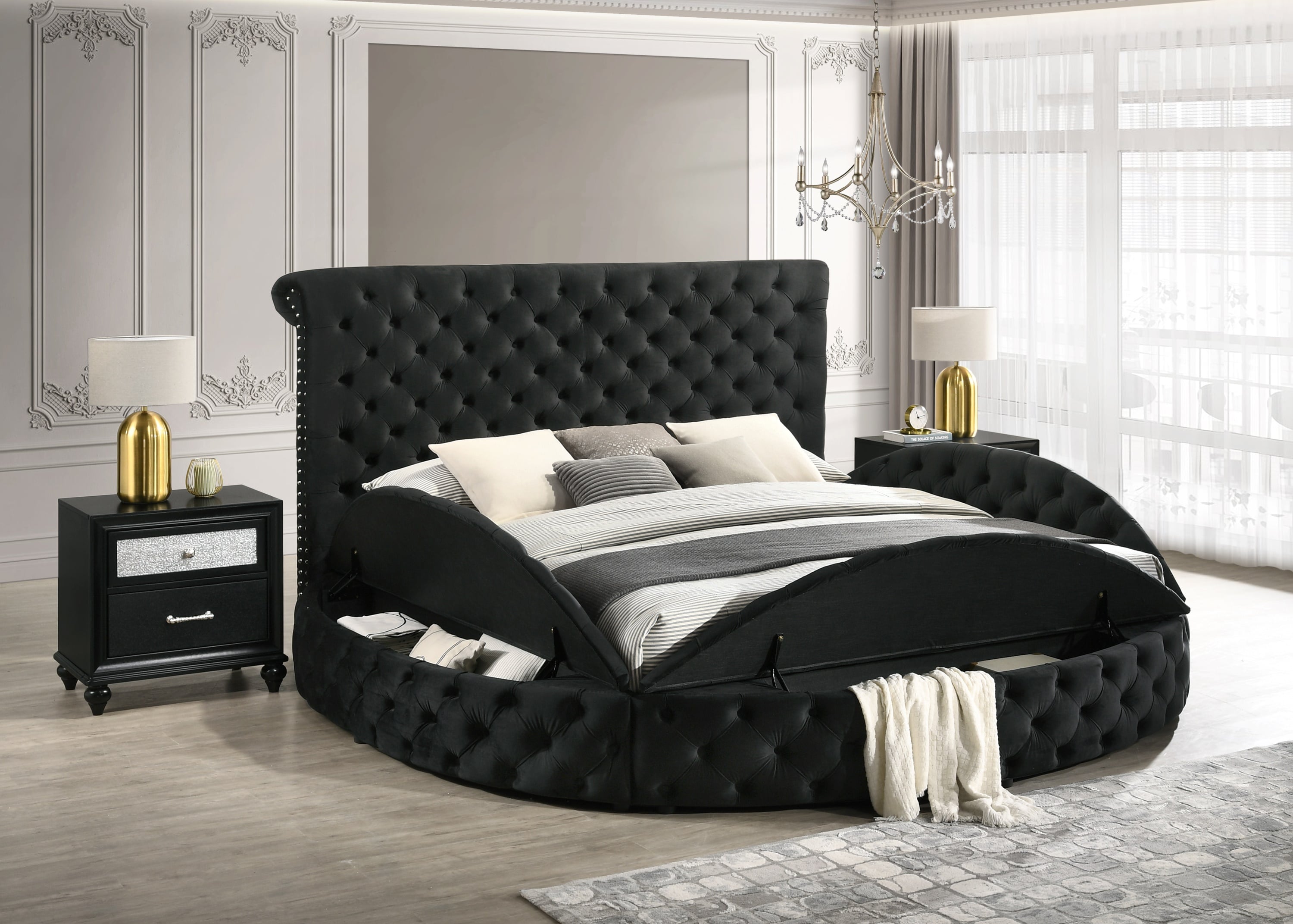Crown Mark Brigitte Queen Upholstered Bed - Black