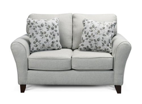 Transitional Loveseat with Flared Arms