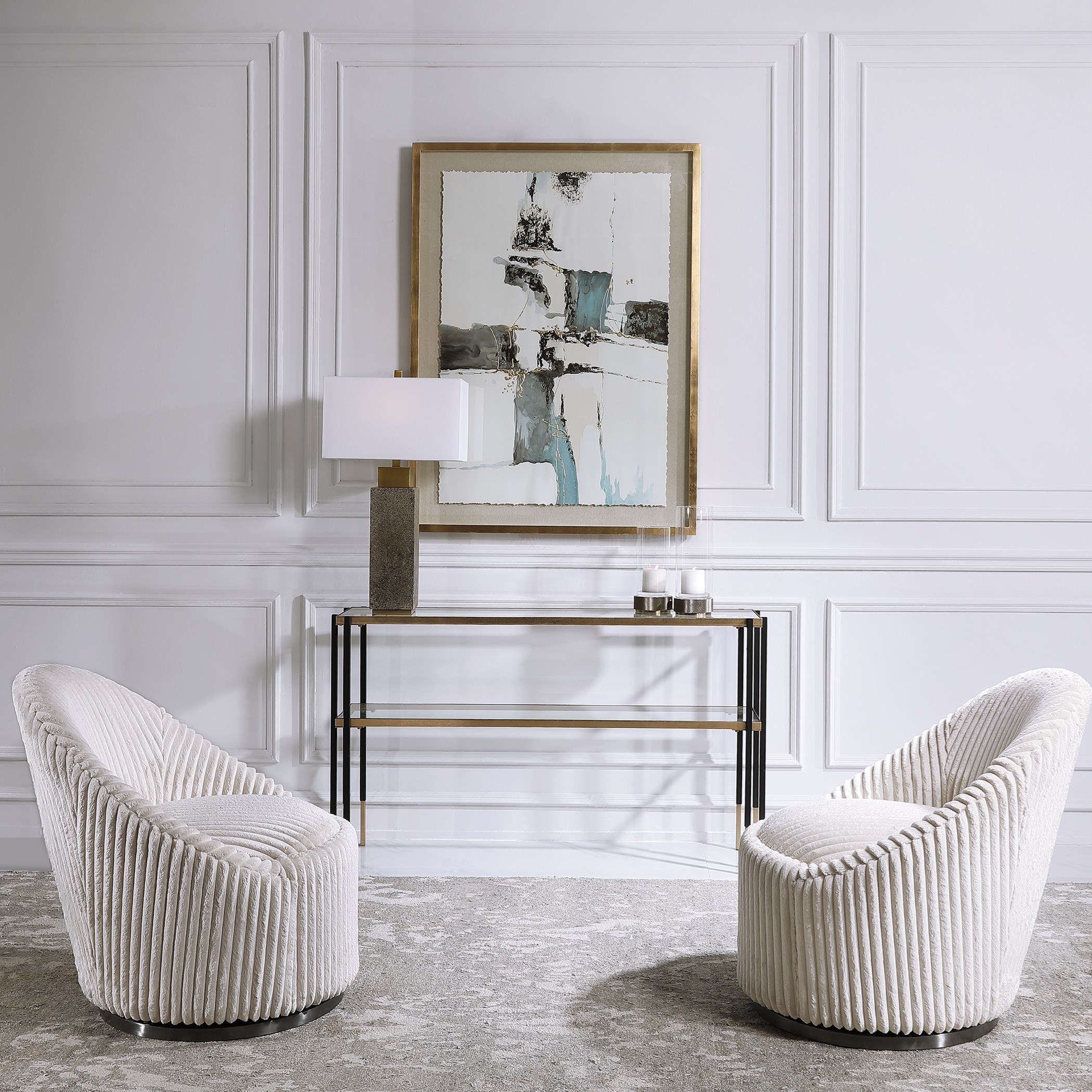 Uttermost Accent Furniture - Accent Chairs Crue White Swivel Chair