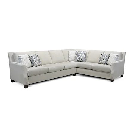 Contemporary 2-Piece Sectional Sofa with Track Arms