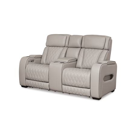 Power Recl Loveseat w/ Console & Adj Hdrsts