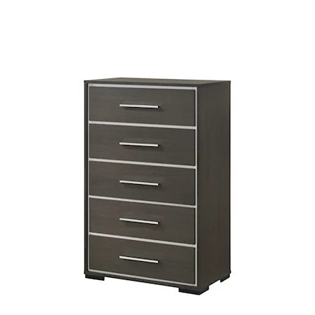 Contemporary 5-Drawer Chest with Chrome Accents