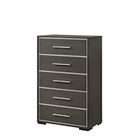 Contemporary 5-Drawer Chest with Chrome Accents