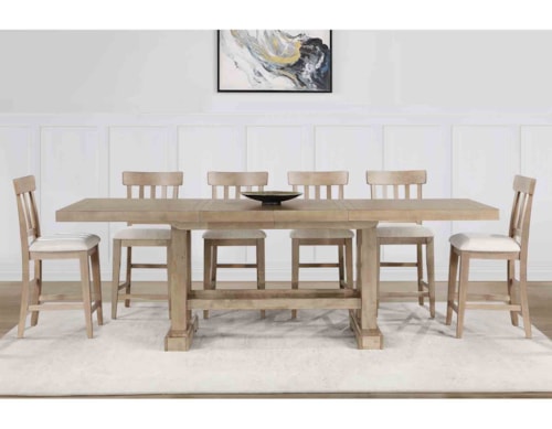 Transitional 7-Piece Counter-Height Dining Set