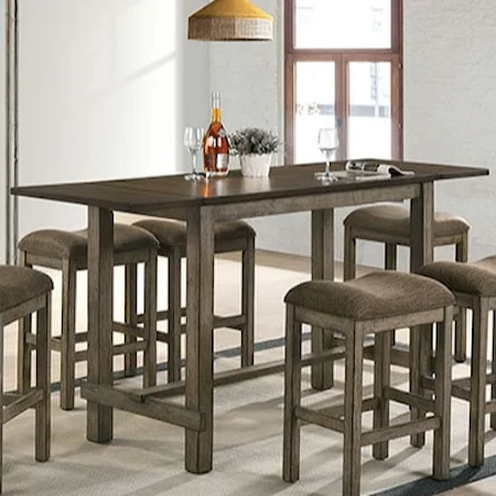 Rustic Farmhouse Counter Height Dining Table with Two Drop Leaves