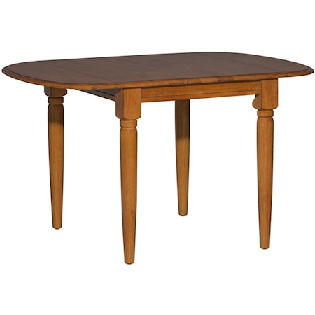 Transitional Dinette Table with Two Drop Down Leaves and Turned Legs