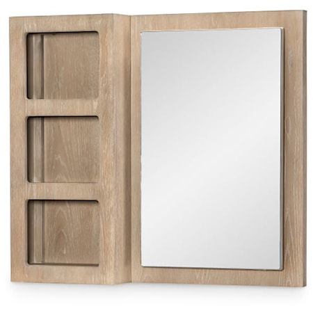 Transitional Storage Mirror with Three Shelves
