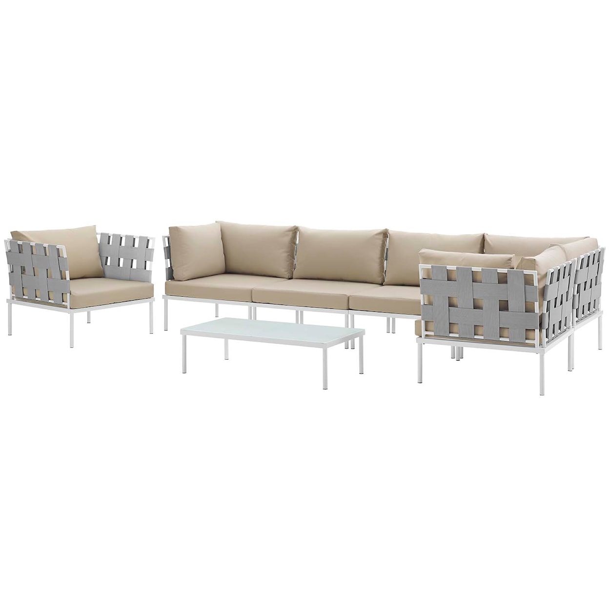 Modway Harmony Outdoor 7 Piece Sectional Sofa Set