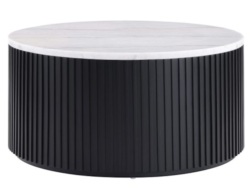 Modern 36″ Round Castered White Marble Coffee Table