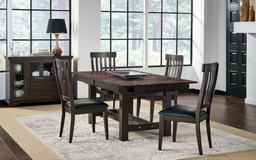 Transitional Trestle Dining Table with Butterfly Leaves
