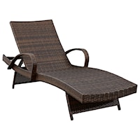 Set of 2 Adjustable Resin Wicker Chaise Lounges with Arms