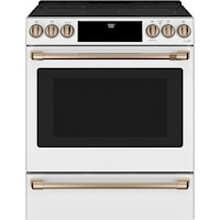 Café™ 30'' Slide-In Front Control Radiant and Convection Range Matte White