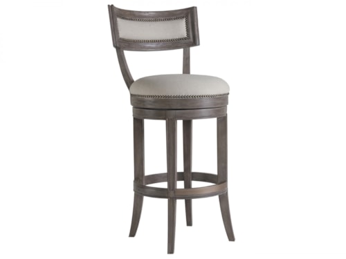 Apertif Upholstered Swivel Barstool with Nailheads