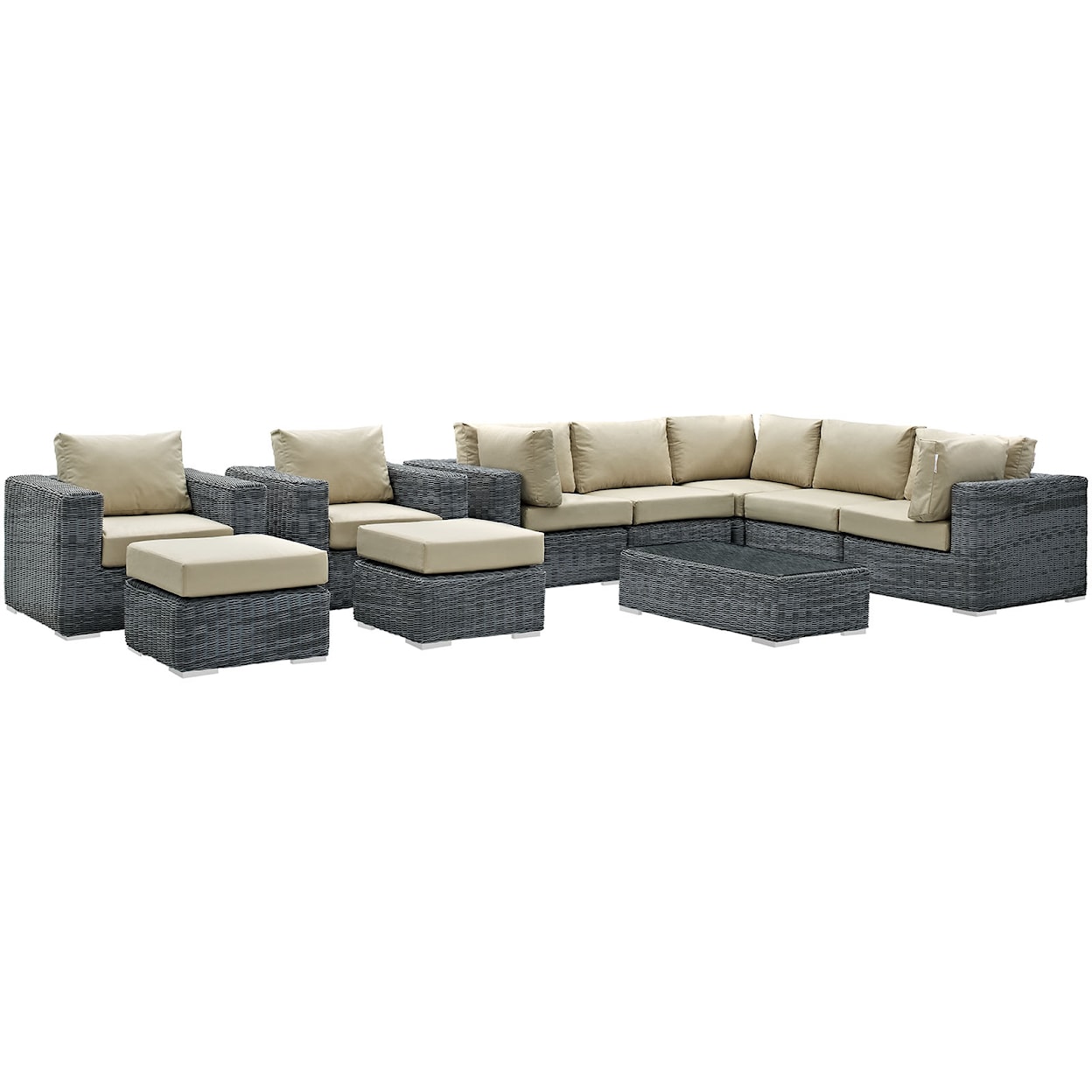 Modway Summon Outdoor 10 Piece Sectional Set