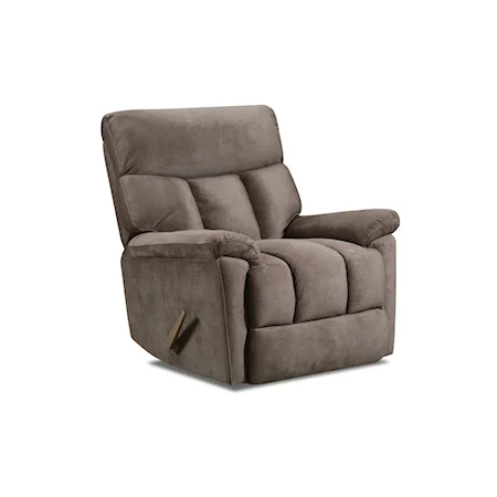 Contemporary Glider Recliner with Pillow Arms