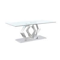 Glam Stainless Steel Dining Table with Glass Top