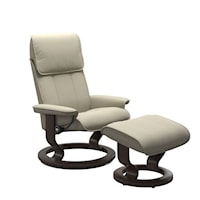 Large Reclining Chair and Ottoman with Classic Base