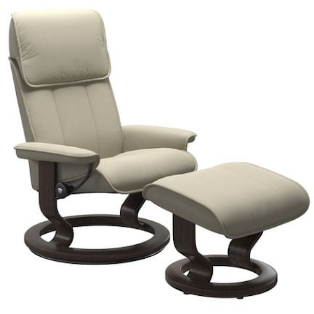 Large Reclining Chair and Ottoman with Classic Base