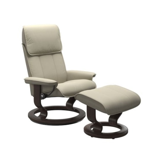 Large Reclining Chair and Ottoman with Classic Base
