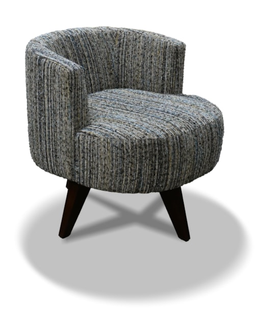 Contemporary Barrel Swivel Chair with Wooden Legs