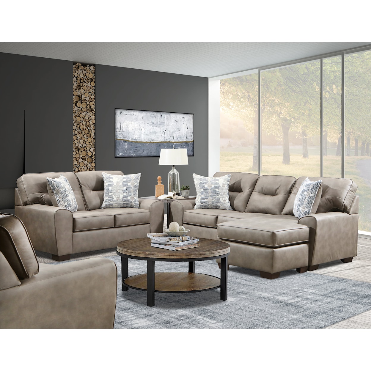 Behold Home BH2124 Stabler Sofa with Chaise