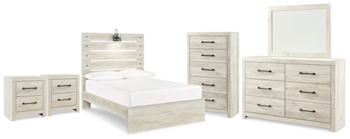 Full Panel Bed, Dresser, Mirror, Chest And 2 Nightstands