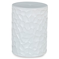 Indoor/Outdoor White Ceramic Stool