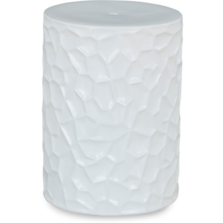 Indoor/Outdoor White Ceramic Stool