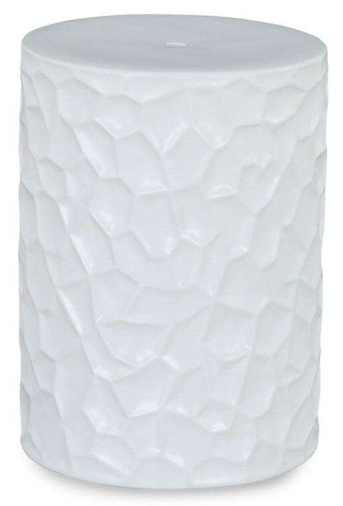 Indoor/Outdoor White Ceramic Stool