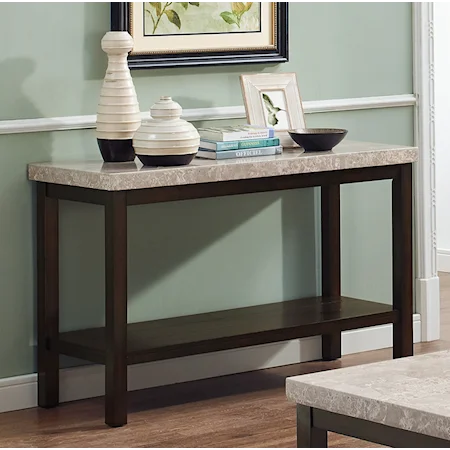 Transitional Sofa Table with Faux Marble Top