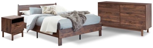 Queen Panel Platform Bed With Dresser And Nightstand