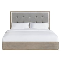 Transitional King Panel Bed with Tufted Headboard