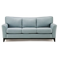 India Transitional Sofa with Exposed Wood Base