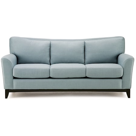 India Transitional Sofa with Exposed Wood Base