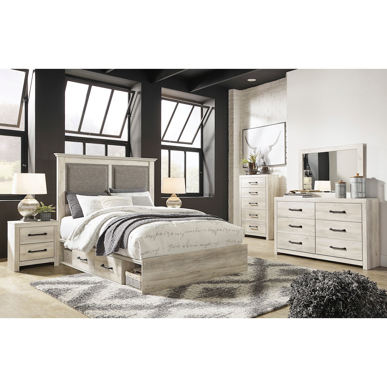 Ashley Furniture Signature Design Cambeck King Upholstered Bed w/ 2 Side Drawers