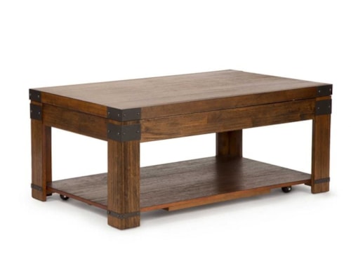 Industrial Cocktail Table with Lift-Top and Casters